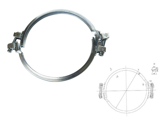 Tiêu chuẩn Đức Kẹp ống mạ kẽm 350mm Hình tròn nhanh Mặt bích ống dẫn khí hình chữ V